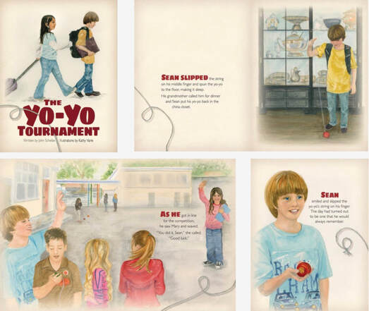 The Yo-Yo Tournament, interior pages, picture book designed by Siri Weber Feeney